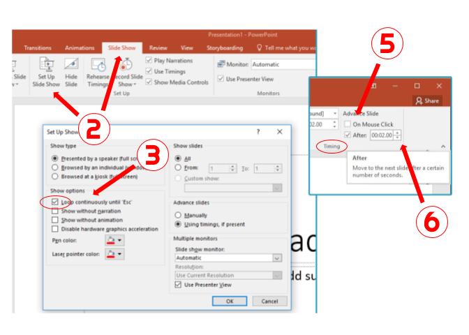 how to make powerpoint presentation repeat itself