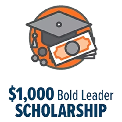 bold-leader-scholarship-incentive Graduation cap icon with words 1,000 bold leader scholarship.