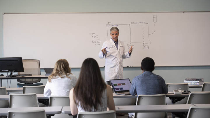 Professor teaching in front of class