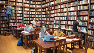 Photo of students reading in the Warren Wiersbe Library