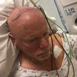 Bill Rager in the hospital after his surgery