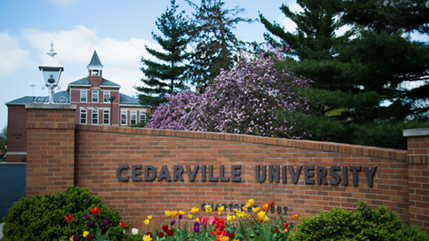 Cedarville University sign with Founders Hall