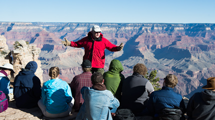 Dr. John Whitmore takes speaks to students at Grand Canyon