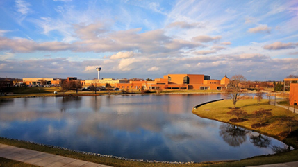View of Cedar Lake from the Engineering Sciences Center.