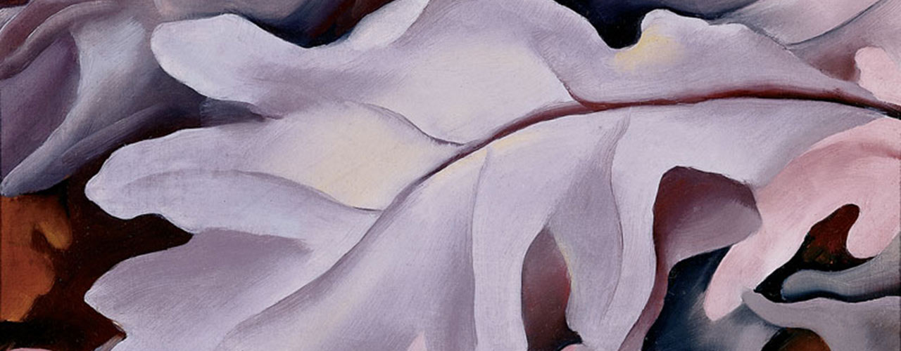 Georgia O'Keefe's "Purple Leaves" piece.