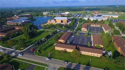 Aerial view of Cedarville University