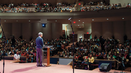 Dr. Bill Brown speaking in chapel. 