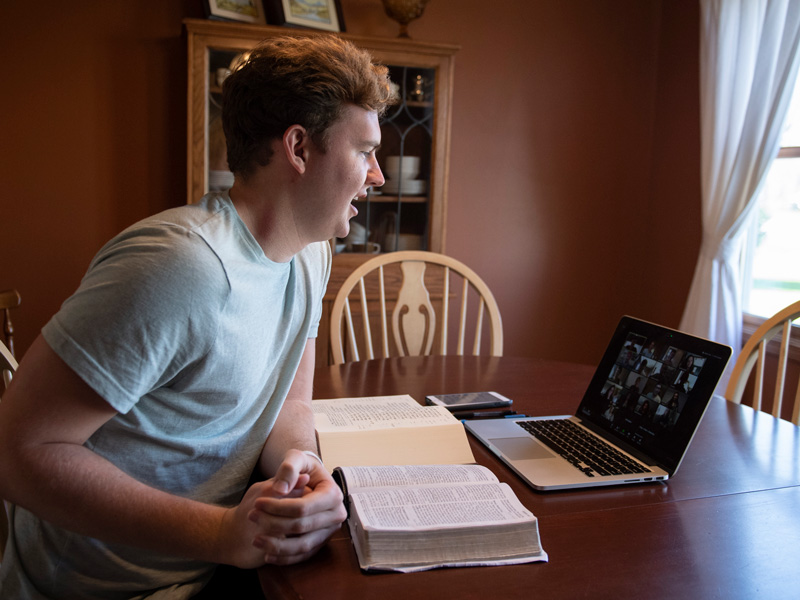 Andrew Hile M.Div. '20 leading a 61-day Zoom study through the Bible