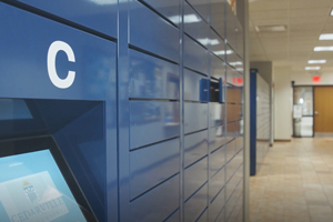 Package lockers in the Stevens Student Center