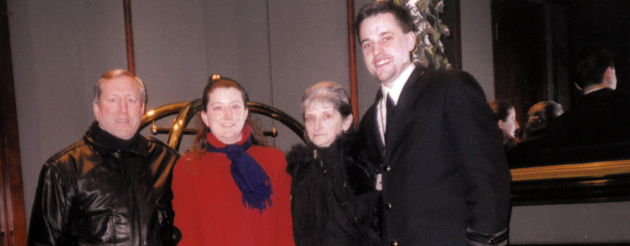 Tim Abel serving as a doorman with his wife Tammy (center in red) and her parents, Ron and Patricia Parsons