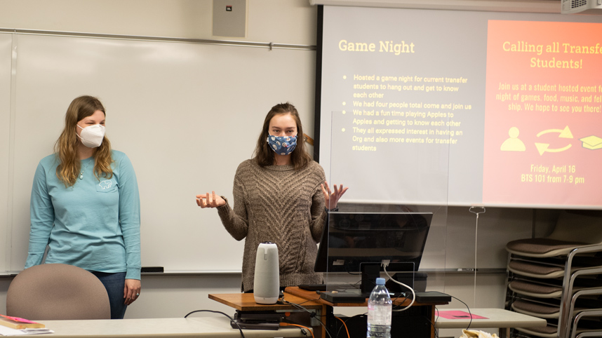 Students in career development class give a presentation