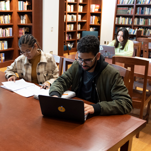 Students studying in Wiersbe library