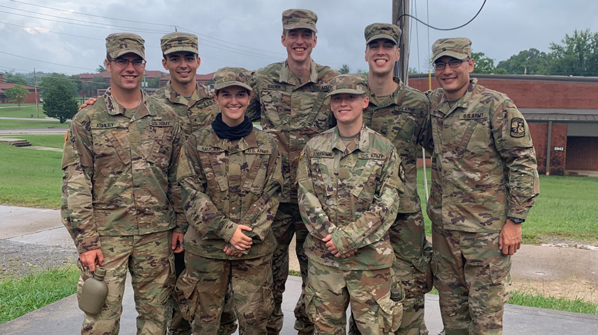 James Barber (second from left) with his ROTC unit
