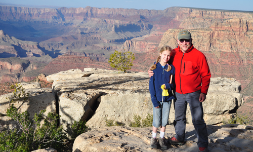 Dr. John Whitmore and daughter at the Grand Canyon