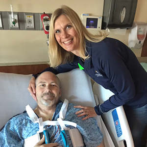 Dr. Michael McKay with his wife, Lee-Ann, at Kettering Medical Center after his surgery