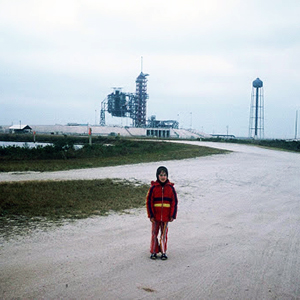 Cindy Hasselbring as a girl on vacation at the Kennedy Space Center in Florida.