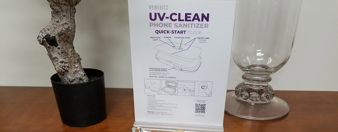 UV Sanitizing box explanatory info card