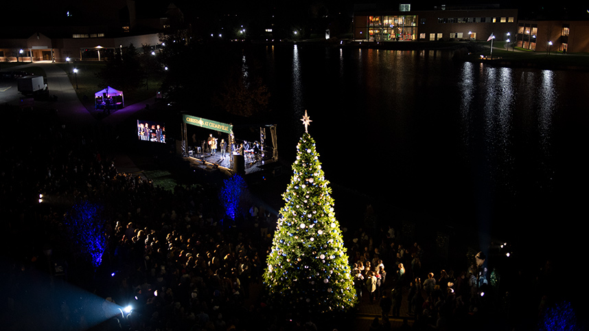 Tree lighting during Giving Tuesday on November 30, 2021