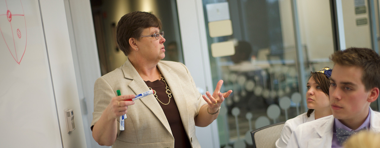 Dr. Rebecca Gryka teaching students in the Cedarville University School of Pharmacy.