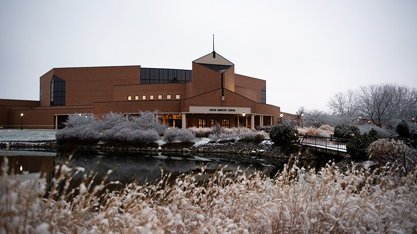 Dixon Ministry Center in the snow