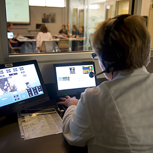 Karen Callan operates the high-fidelity simulators in Cedarville University’s Health Sciences Simulation Center.
