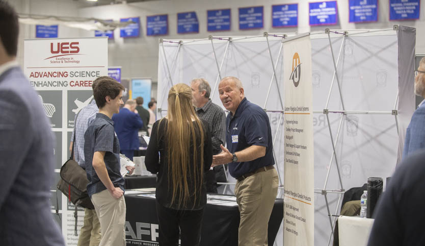 Students talk to employers at Cedarville's career fair