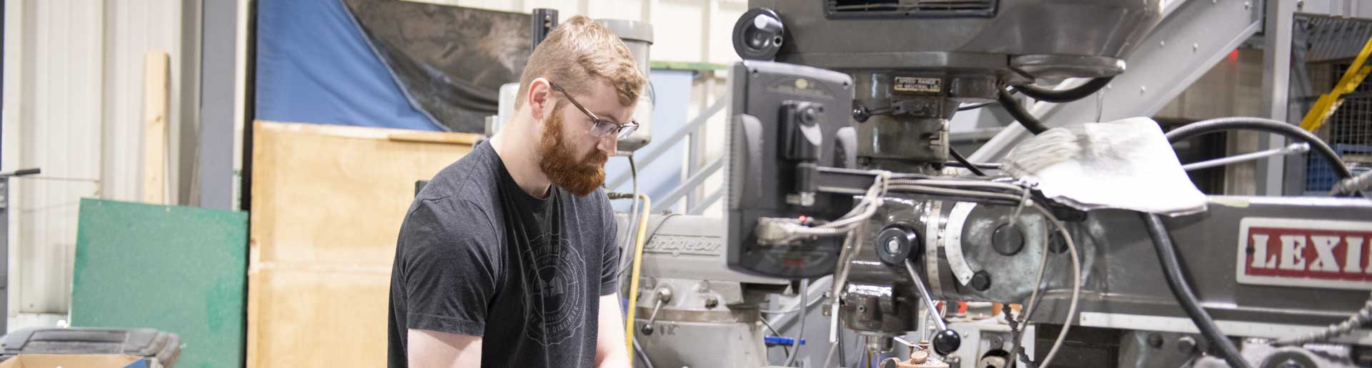 An engineering student works in the Engineering Projects Laboratory.