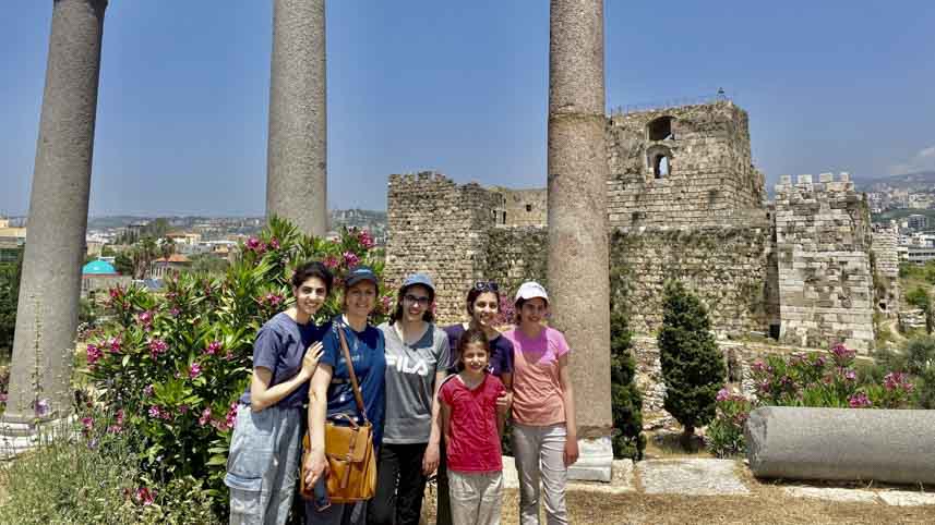 Aad with her mother and sisters in Byblos, Lebanon
