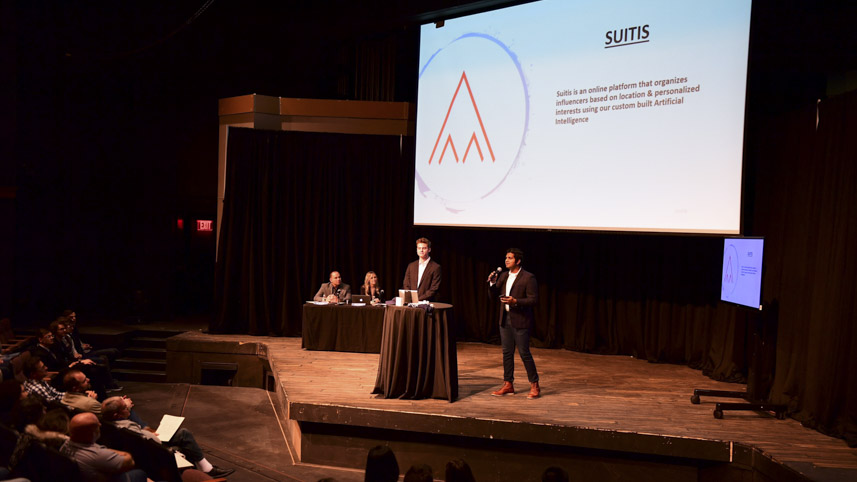Rufus Matthews and Cameron Roseman at The Pitch in 2022 presenting their business 
