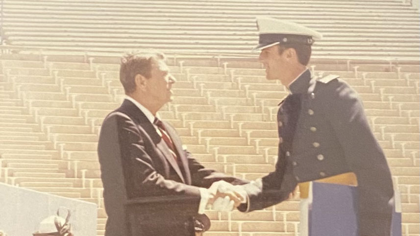 Daryl Smith shaking hands with President Ronald Reagan.