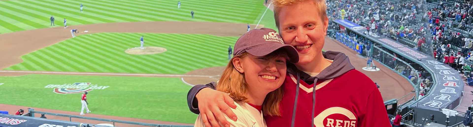Annie Rourke and Jonathan Gregory at a Red&#39;s game.