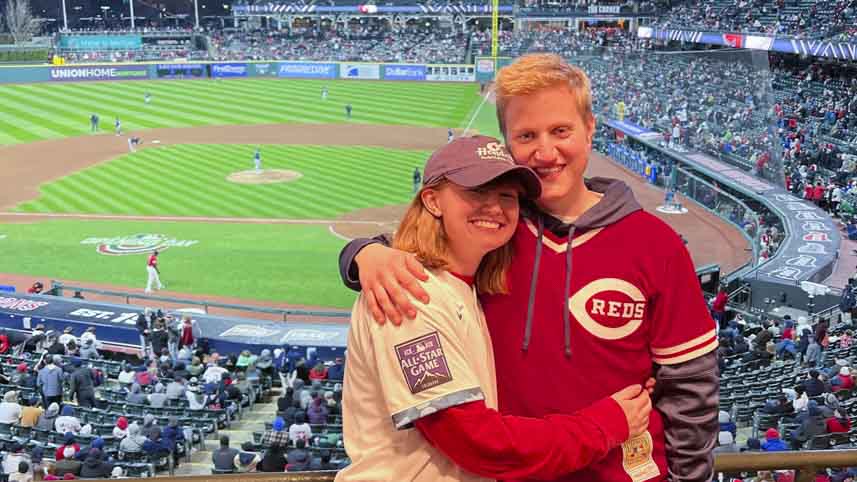Annie Rourke and Jonathan Gregory at a Red's game.