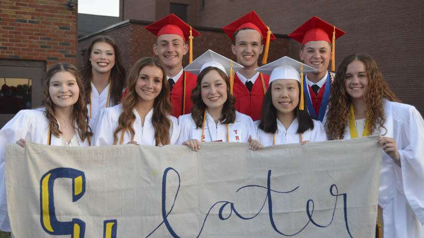 Nine graduates from Bethesda Christian School at their high school graduation.