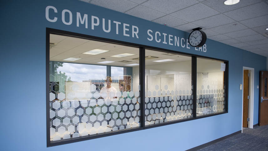 The newly renovated exterior of the computer science labs.