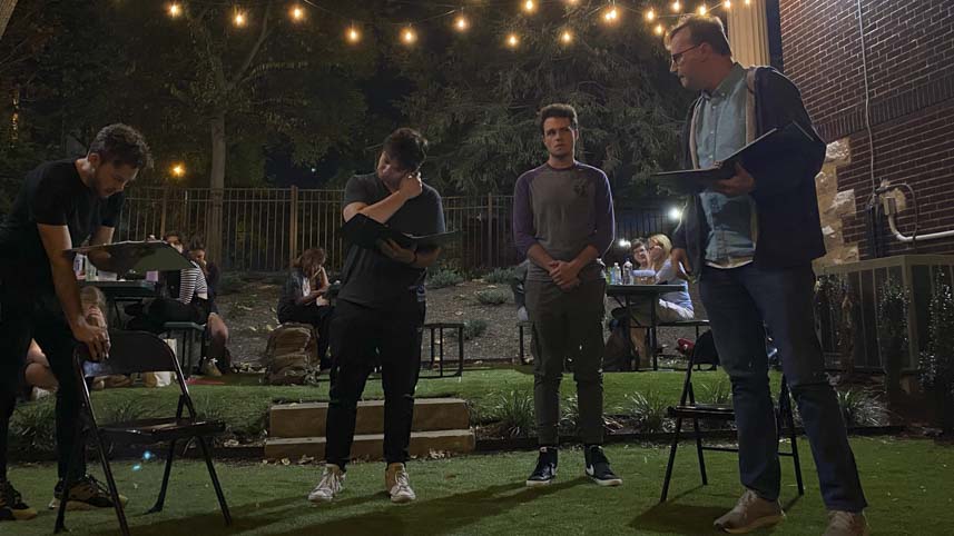 Josiah Kareck practicing for "The Crucible."