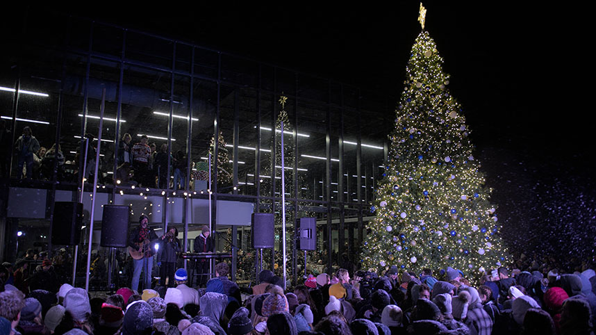 Cedarville University students celebrate Christmas with its annual Christmas Tree Lighting ceremony.