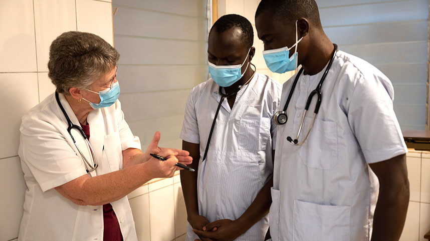 Dr. Sharon Rahilly teaches nurses in Togo.