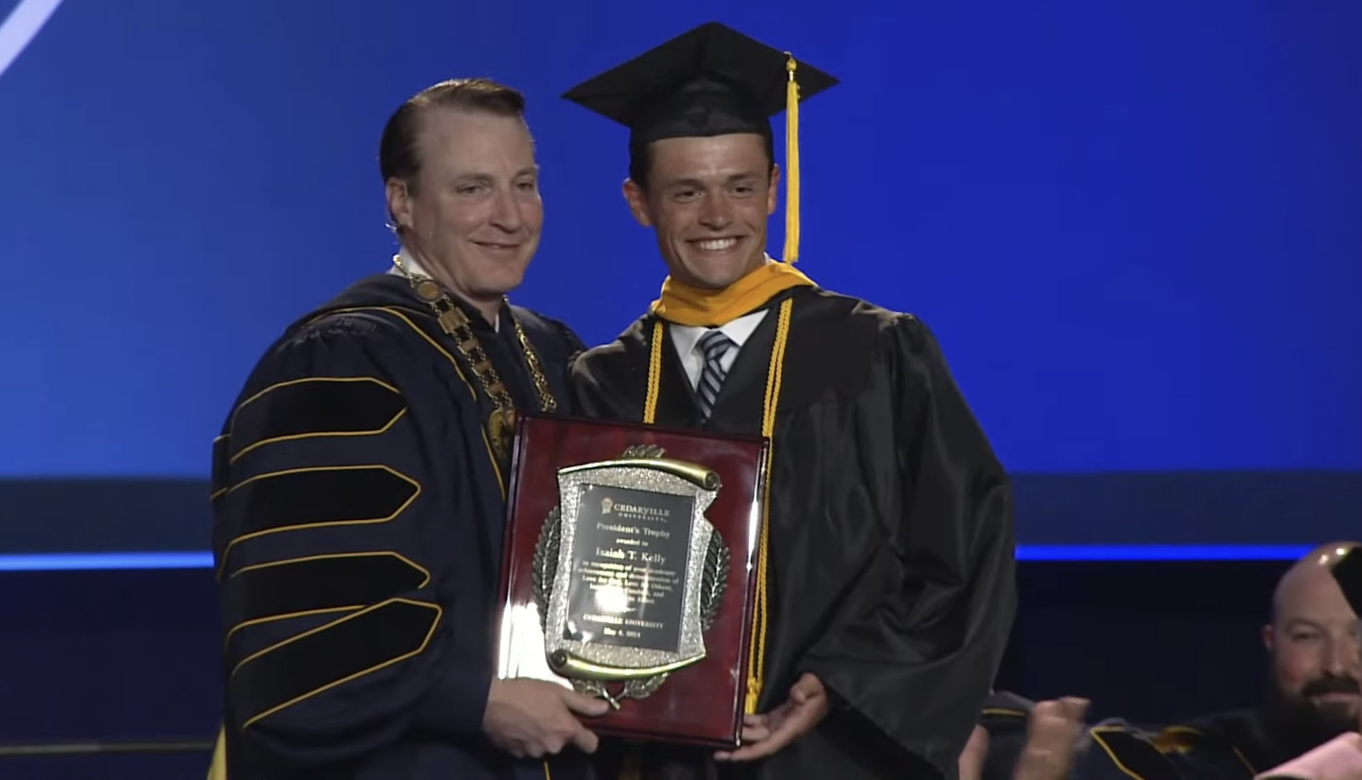Isaiah Kelly Receives President's Trophy.