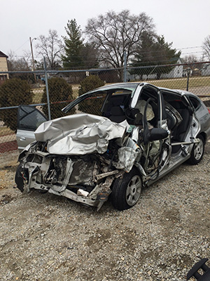 Cora Webber's car after accident
