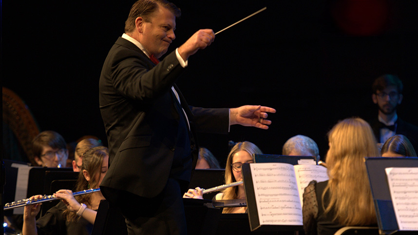 Conducting the orchestra at Cedarville's community Christmas concert.