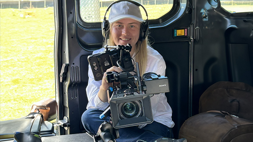 Elizabeth Kollmar with her camera.