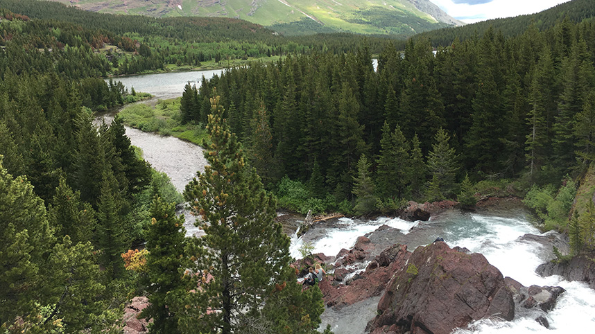 Waterfall in Glacier National Park.