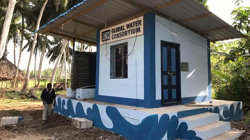 Water filtration facility built by Global Water Consortium in  in Dadali, India