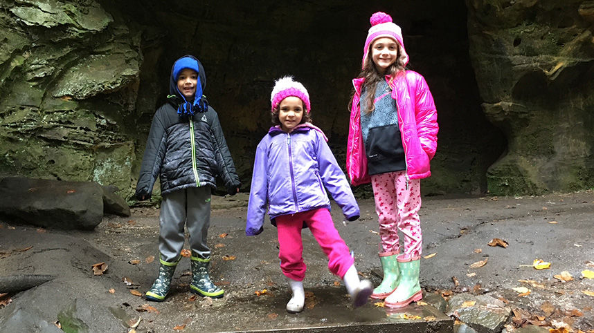 Harris kids moments before Mia is struck by a falling tree.