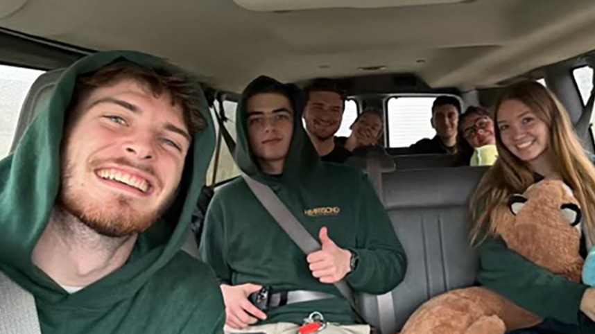 Heartsong members in van.