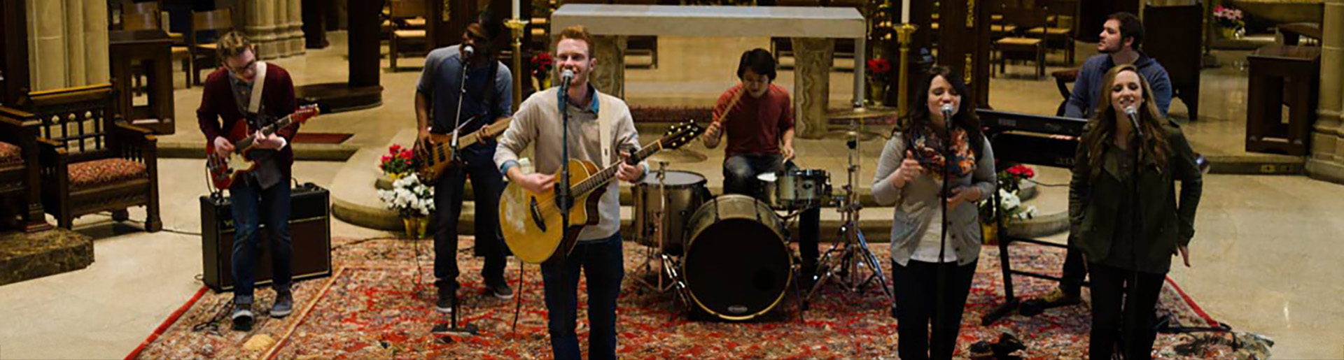 Heartsong band recording A Mighty Fortress is Our God.