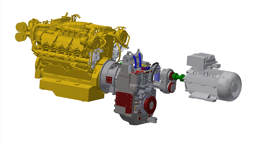 Hybrid marine propulsion unit designed by Mark Kirby for Caterpillar Industries.