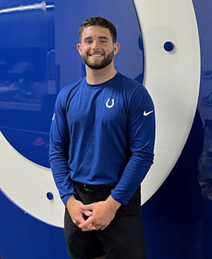Kyler Conn serving as an athletic training intern with the Indianapolis Colts.