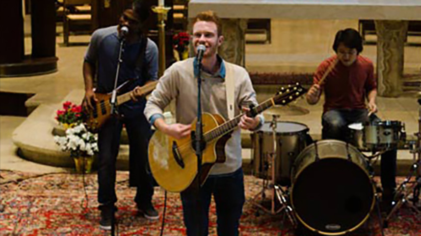 Heartsong band recording A Mighty Fortress is Our God.