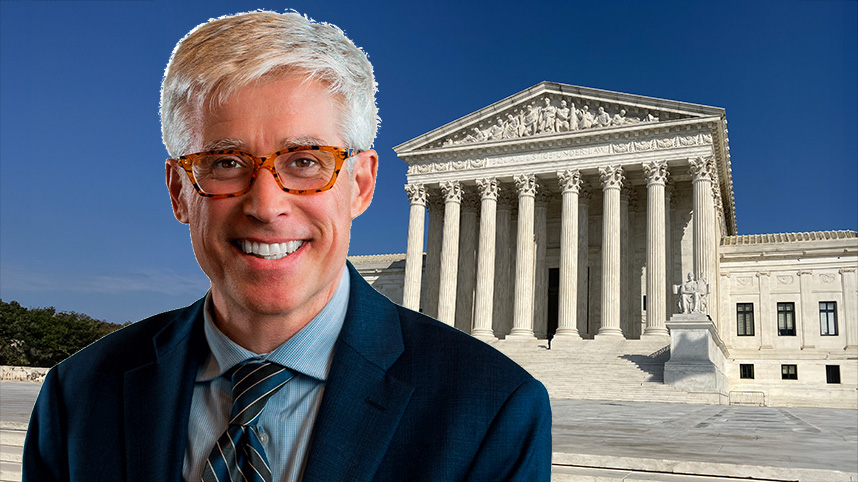 Randall Wenger in front of the Supreme Court building in Washington D.C.